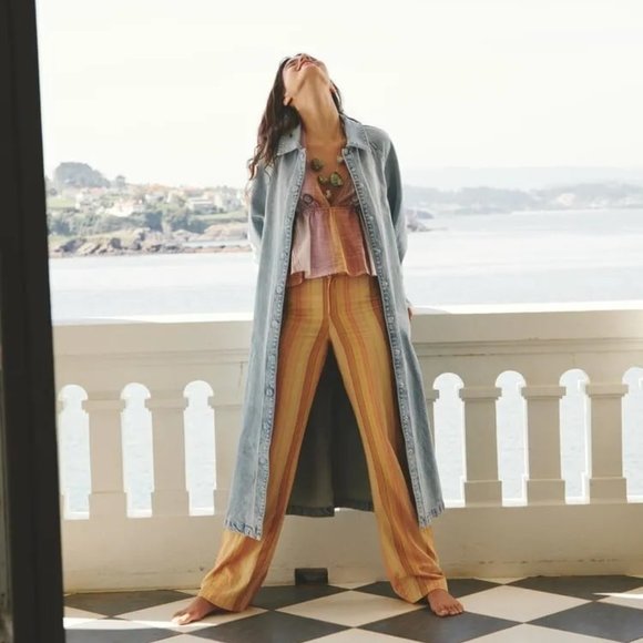 Zara Blue Denim Trench Coat - Picture 3 of 16